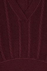 Cable Knit Vest bordeaux