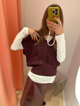 Cable Knit Vest bordeaux