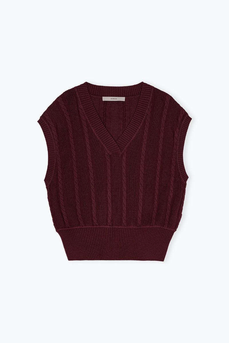 Cable Knit Vest bordeaux