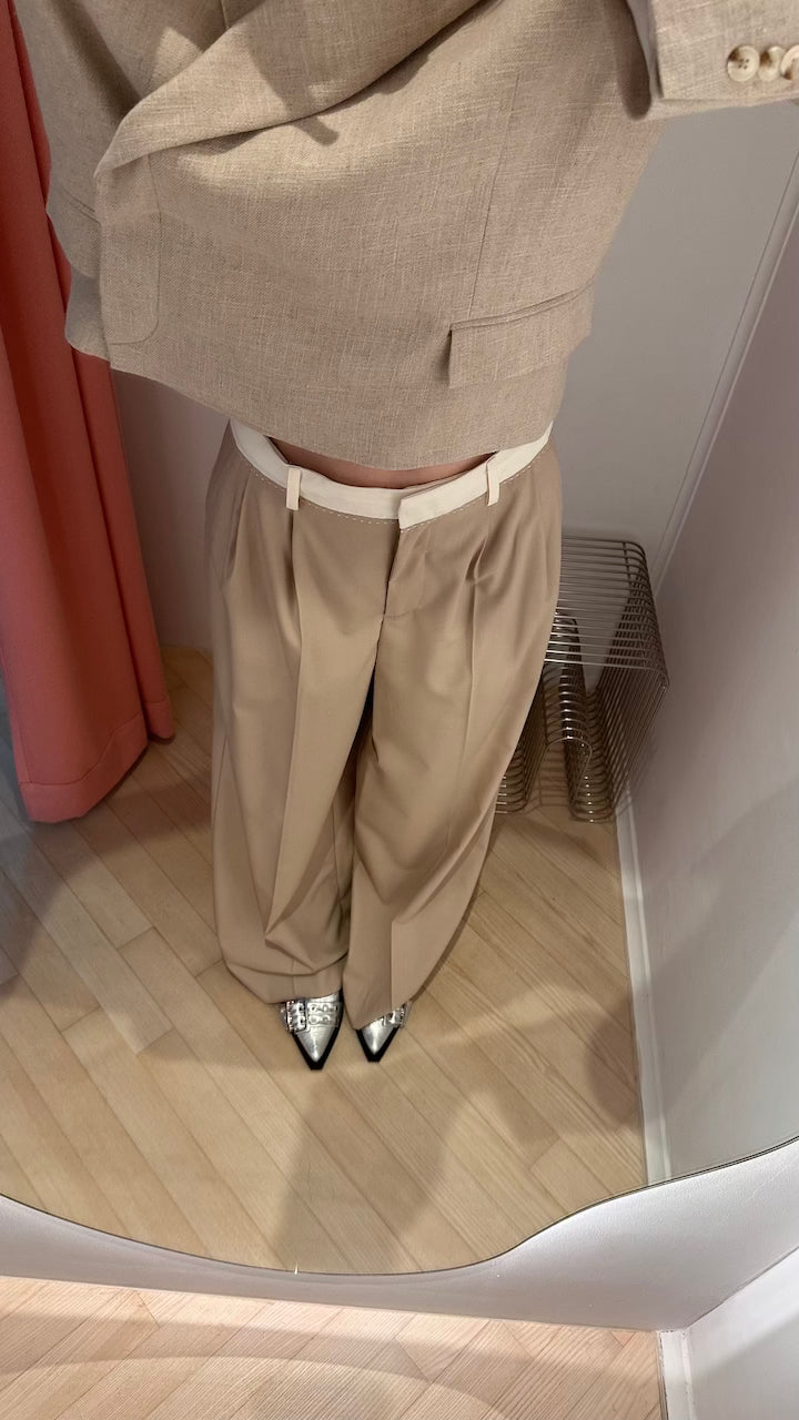 Kise Two Color Wide Pants safari