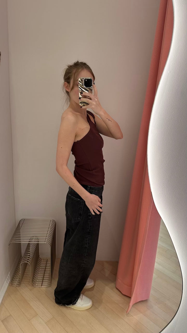 Toya Jersey One-Shoulder Top bordeaux