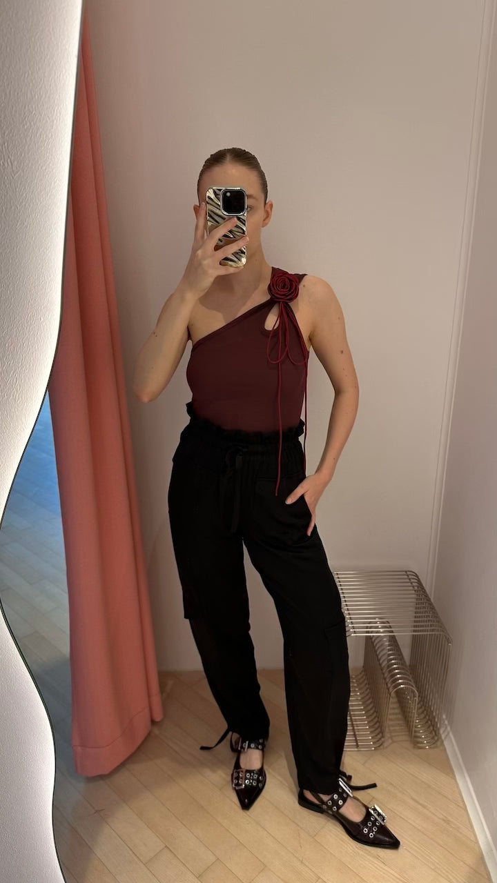 Toya Jersey One-Shoulder Top bordeaux