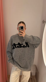 Brandy Knit Oversize Logo Jumper grey melange