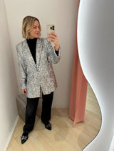 Catherisa Sequins Oversized Blazer silver