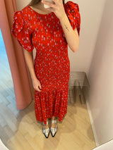 Noonoa Printed Puff Sleeve Dress wildeve cluster / high risk red